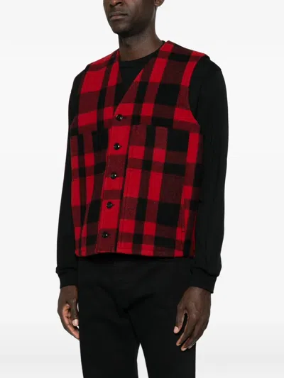 Filson Check-pattern Gilet In Red