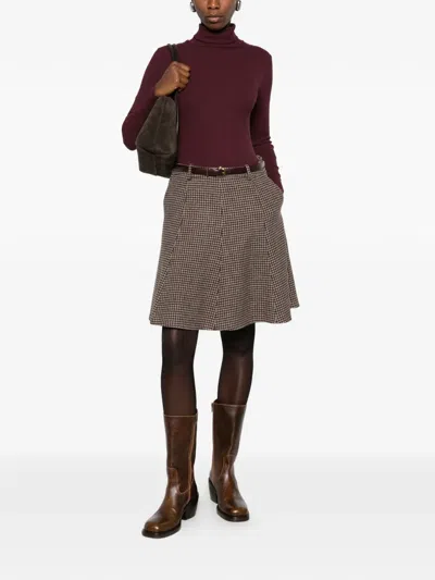 Gant Houndstooth-pattern Mini Skirt In Brown