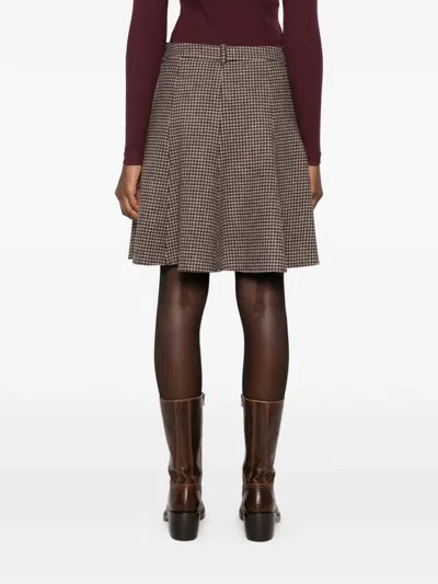 Gant Houndstooth-pattern Mini Skirt In Brown