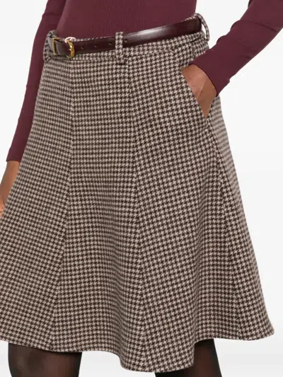 Gant Houndstooth-pattern Mini Skirt In Brown