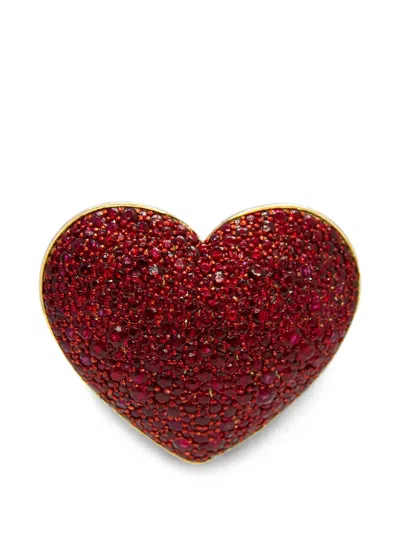 Ashna Mehta Ruby Heart Bag Charm In Red