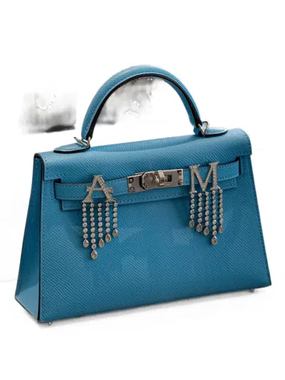 Ashna Mehta Diamond Waterfall Initial Bag Charm In Silver