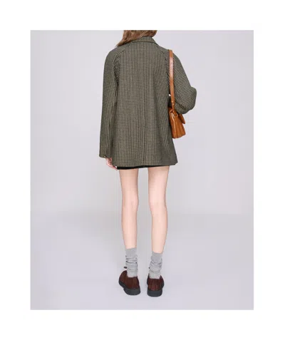 A.p.c. Buttoned Check Coat In Brown