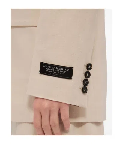 Msgm Double-breasted Blazer In Neutral
