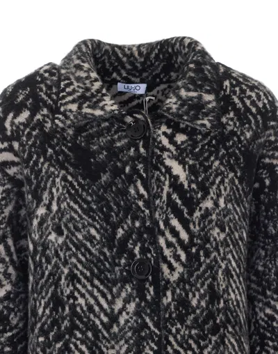 Liu •jo Liu Jo Patterned Button-front Coat In Gray