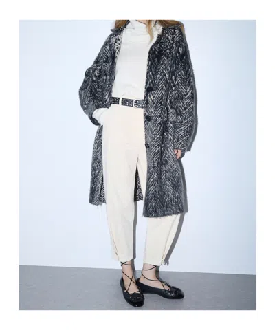 Liu •jo Liu Jo Patterned Button-front Coat In Gray