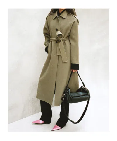 Iro Belted Button-front Coat In Gray