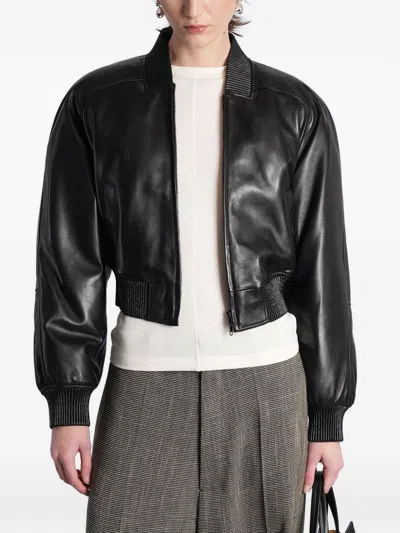 Phoebe Philo Pilot Leather Jacket In Black