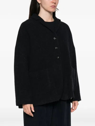 Apuntob Button-up Wool Jacket In Black