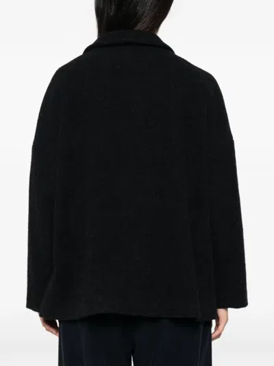 Apuntob Button-up Wool Jacket In Black
