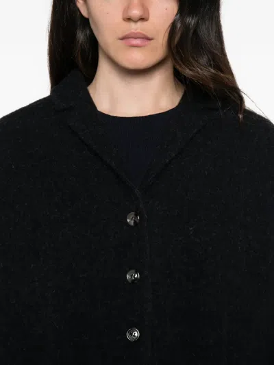 Apuntob Button-up Wool Jacket In Black