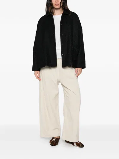 Apuntob Herringbone-pattern Front-button Jacket In Black