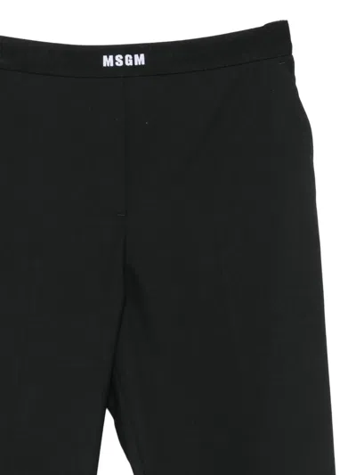 Msgm Logo-waistband Trousers In Black