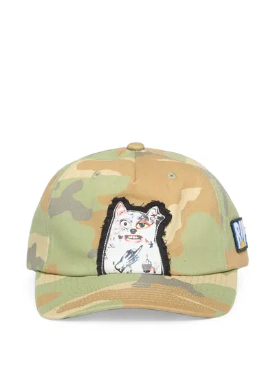 Ripndip Camouflage-print Patchwork Cap In Green
