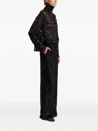 16arlington Olall Devoré-effect Top In Black