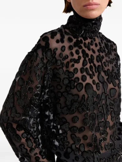 16arlington Olall Devoré-effect Top In Black