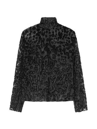 16arlington Olall Devoré-effect Top In Black