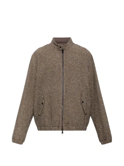 Moncler Ebrodel Reversible Wool-blend Down Jacket In Brown