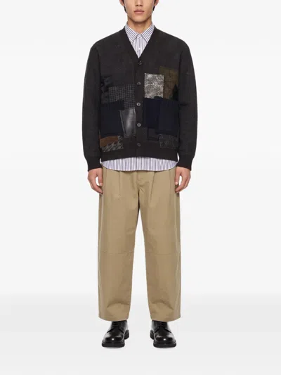 Junya Watanabe Patchwork Herringbone Cardigan In Multi