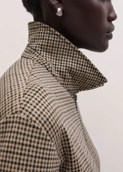 Me+em Relaxed Zip Front Houndstooth Jacket Brown Multi In Brown