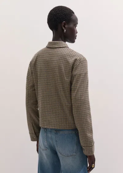Me+em Relaxed Zip Front Houndstooth Jacket Brown Multi In Brown