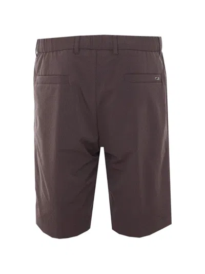 Herno Brown Bermuda Seer-crease Seersucker Polyester Shorts In Brown