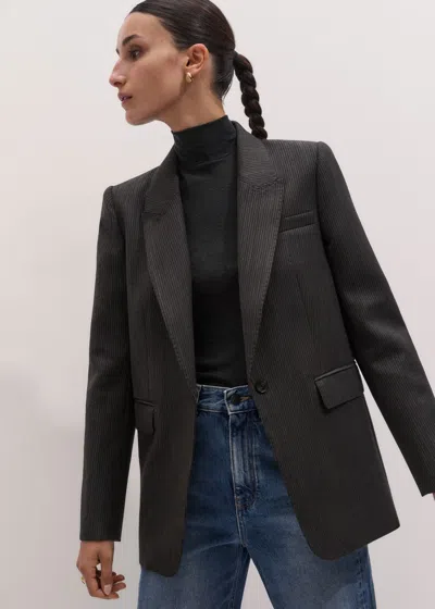 Me+em Sharp Shoulder Blazer Grey Multi In Gray