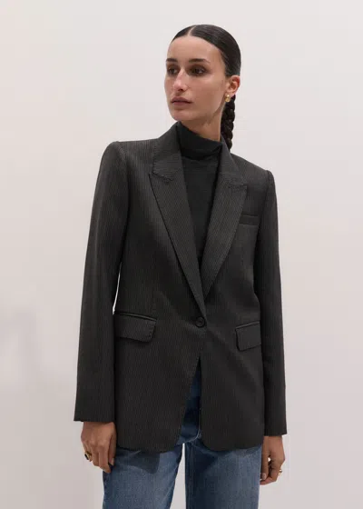 Me+em Sharp Shoulder Blazer Grey Multi In Gray