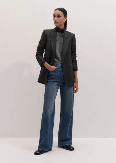 Me+em Sharp Shoulder Blazer Grey Multi In Gray