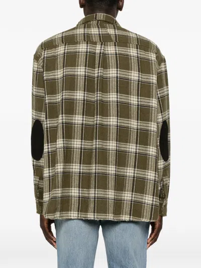Rhude Check-pattern Distressed-effect Shirt In Green