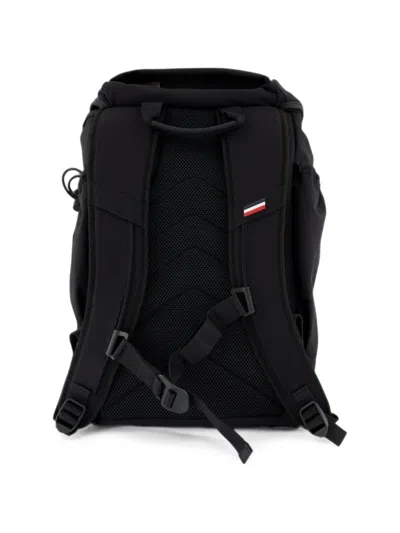 Moncler Leather-trimmed Buckle-fastening Backpack In Black