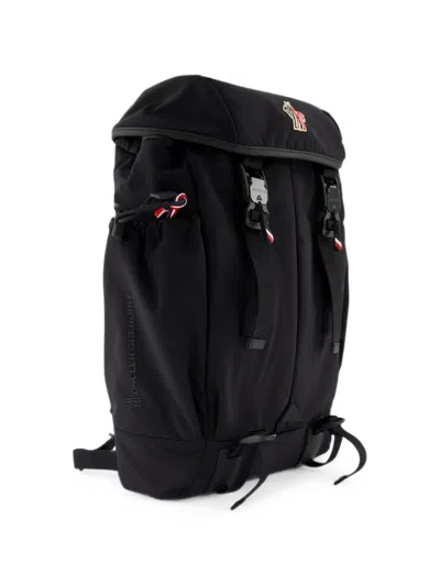 Moncler Leather-trimmed Buckle-fastening Backpack In Black