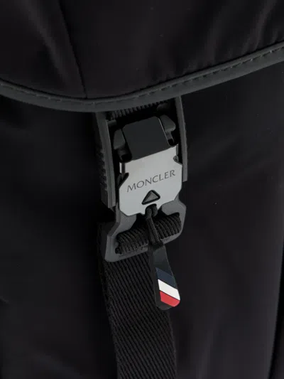 Moncler Leather-trimmed Buckle-fastening Backpack In Black