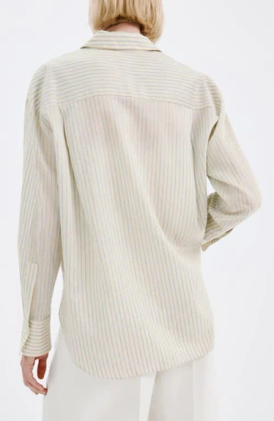 Mango Stripe Oversize Button-up Shirt In Yellow