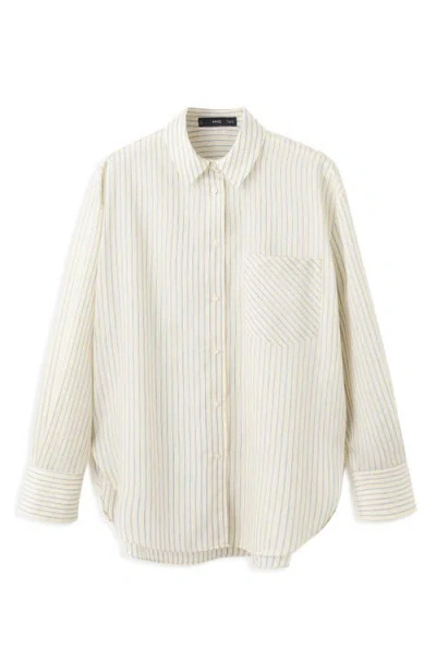 Mango Stripe Oversize Button-up Shirt In Yellow