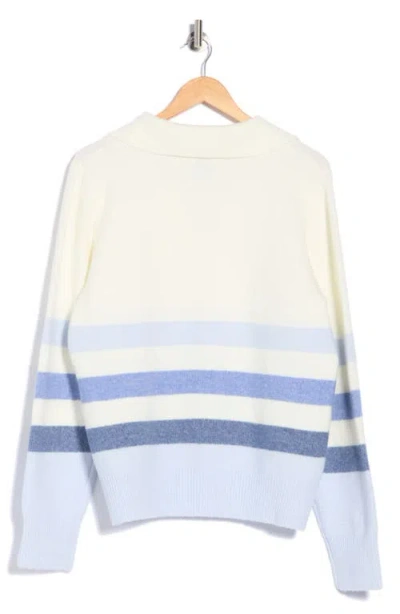 Bobeau Striped Collared Sweater In Multi