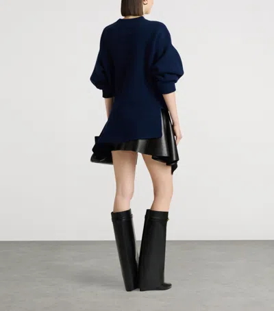 Givenchy Asymmetric Sweater In Wool And Cashmere In Blue
