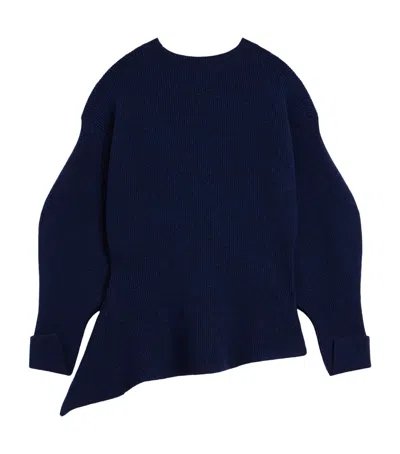 Givenchy Asymmetric Sweater In Wool And Cashmere In Blue