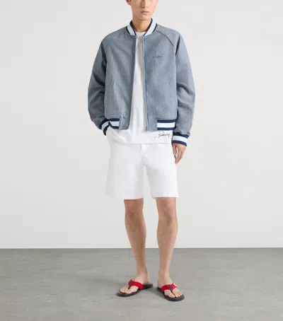 Givenchy Couture Seam Engineer Stripe Cotton Bomber Jacket In Blue