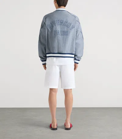 Givenchy Couture Seam Engineer Stripe Cotton Bomber Jacket In Blue