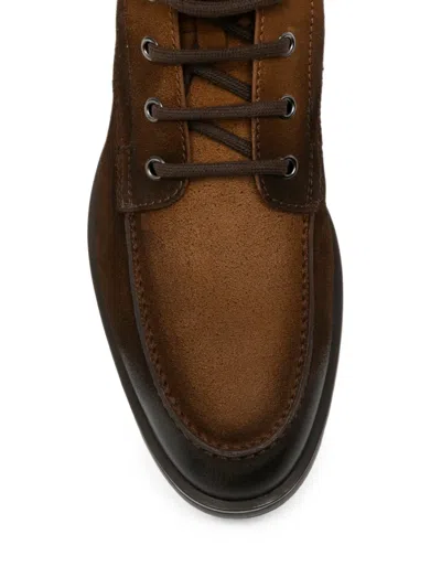 Santoni Suede Panelled Lace-up Boots In Brown