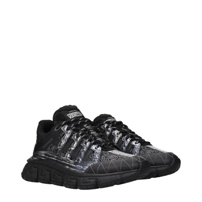 Versace Patterned Fabric Sneaker In Black
