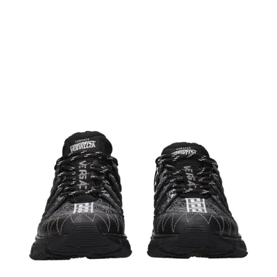 Versace Patterned Fabric Sneaker In Black