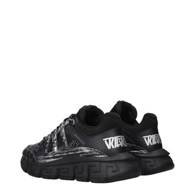 Versace Patterned Fabric Sneaker In Black