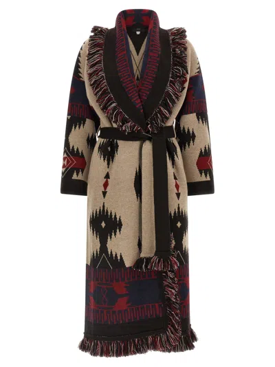 Alanui Icon Belted Coat Fringe Warm Design In Black