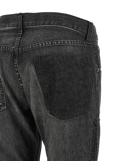 Junya Watanabe Patchwork Distressed Flared Jeans In Black