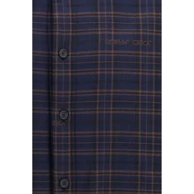 Off-white Check-pattern Padded Overshirt In Blue