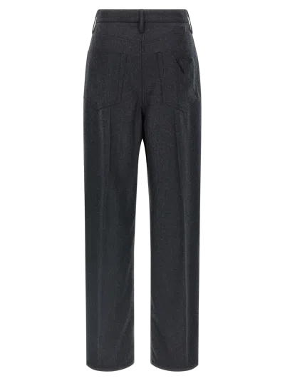 Prada Triangle-patch Pleat-detailed Trousers In Gray