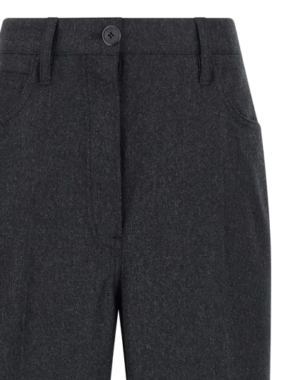 Prada Triangle-patch Pleat-detailed Trousers In Gray