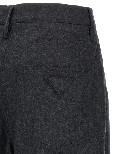 Prada Triangle-patch Pleat-detailed Trousers In Gray